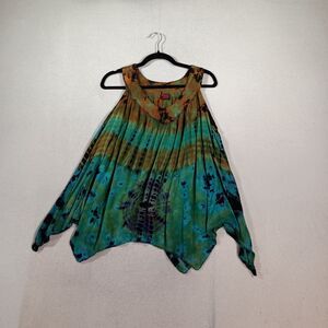 Womens Whimsigoth Forest Fairycore Grunge Boho Top Tie Dye Hippie Retro One Size
